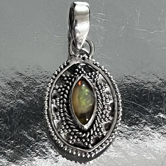 Handmade Sterling Silver Opal Pendant - Picture 1 of 8